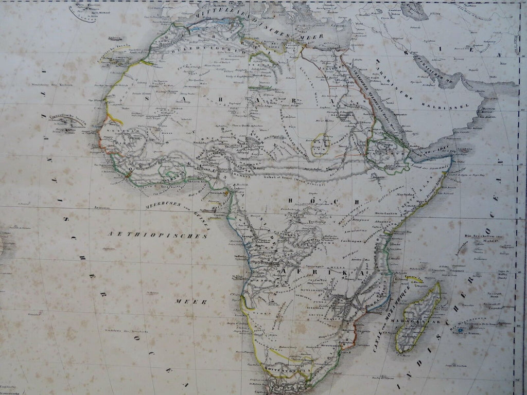 Africa Continent Mountains of the Moon Unexplored Regions 1844 Flemming map