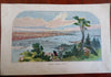 New York City Manhattan Landscape birdseye View c. 1850's hand colored print