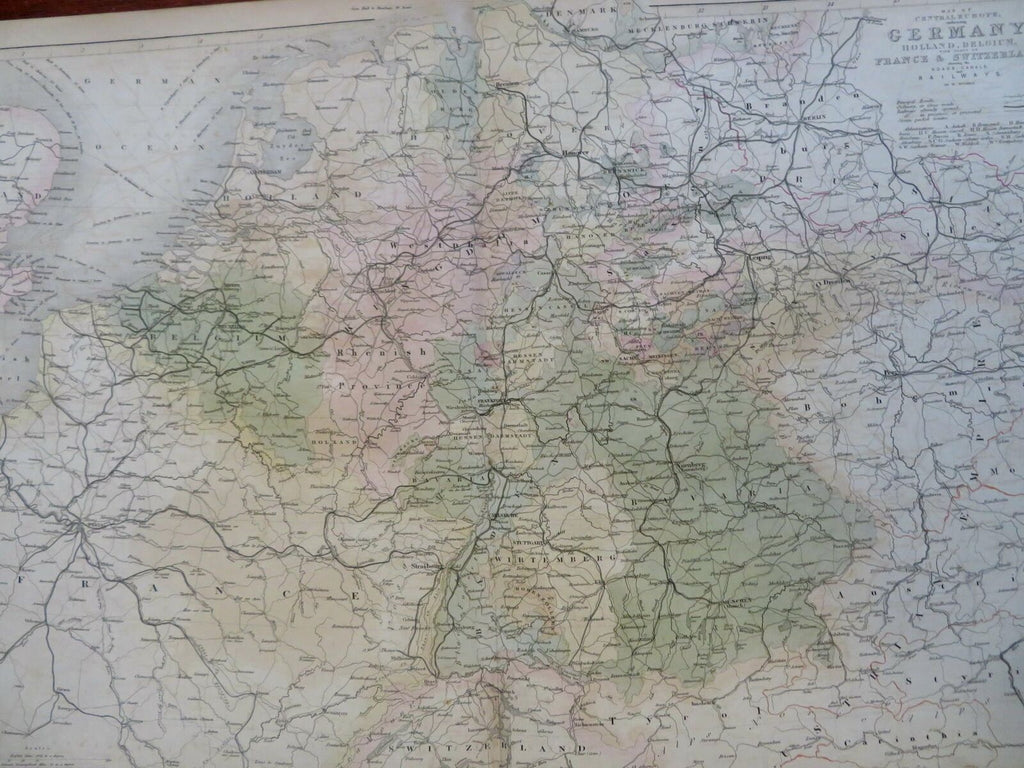 Central Europe Germany Austria Switzerland Infrastructure 1853 Hughes map