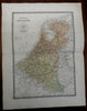 Low Countries Holland Belgium c. 1850's Brue large detailed map hand color