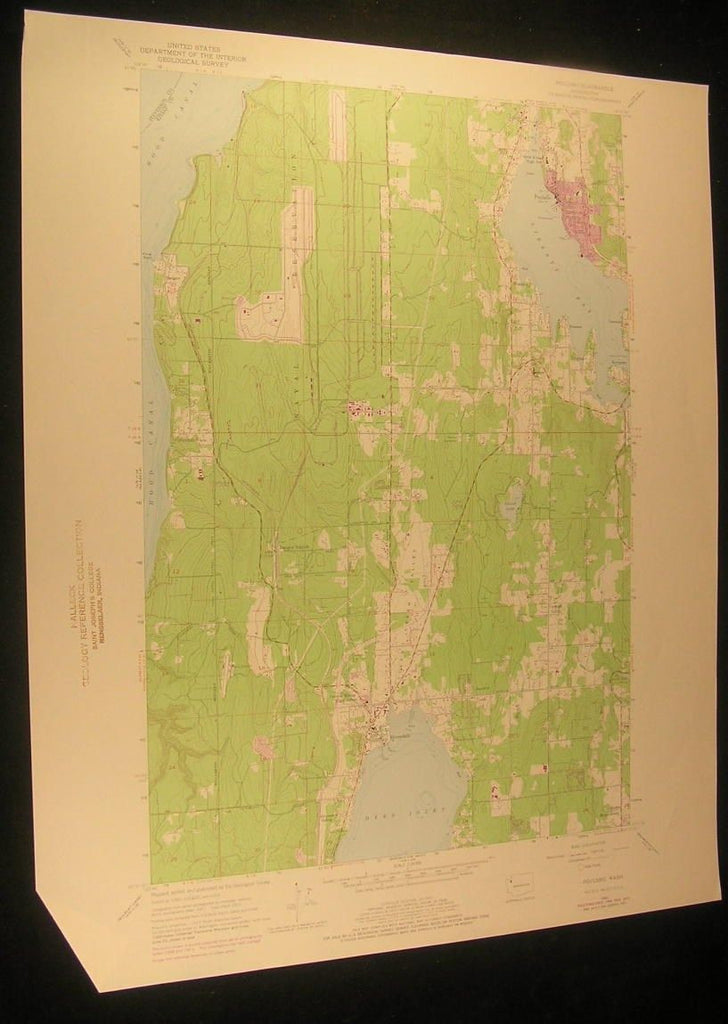 Poulsbo Washington Dyes Inlet Liberty Bay 1975 antique color lithograph map