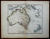 Australia New Zealand New Caledonia Tasmania Solomon Isl. c 1850 Otto Petri map