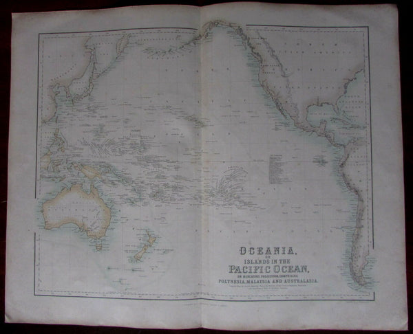 Oceania Australia Hooked Lake Torrens myth c.1860 Fullarton Johnson large map