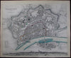 Frankfurt Am Main Germany city plan 1837 panorama view markets fine old SDUK map