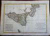 Kingdom of Naples Sicily Syracuse Massena Marsala Reggio Italy 1780 Bonne map