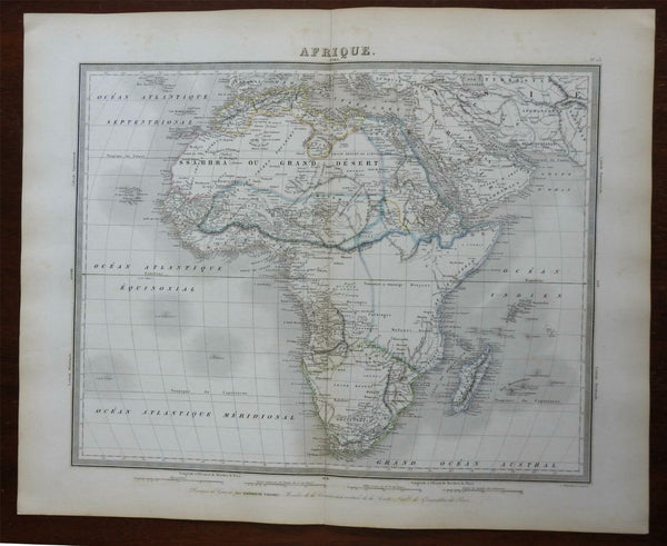 Africa Continent Guinea Congo Egypt Nubia c.1850 Tardieu fine large engraved map