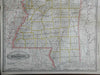 Mississippi State Map Jackson Tupelo Biloxi Gulfport South Haven 1888 Cram map