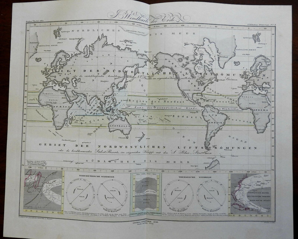 Winds of the World Barometers Hurricane Alley 1849 Berghaus world map