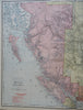 British Columbia Canada Vancouver Island 1912 McNally large detailed map