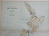 Dominion of New Zealand North & South Island 1914 Philip & Son scarce large map