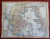 Ancient Greece Thucydides places 1721 Hobbes Taylor rare large hand colored map