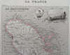 Martinique French Colony Caribbean Island Josephine 1850 Villerey decorative map