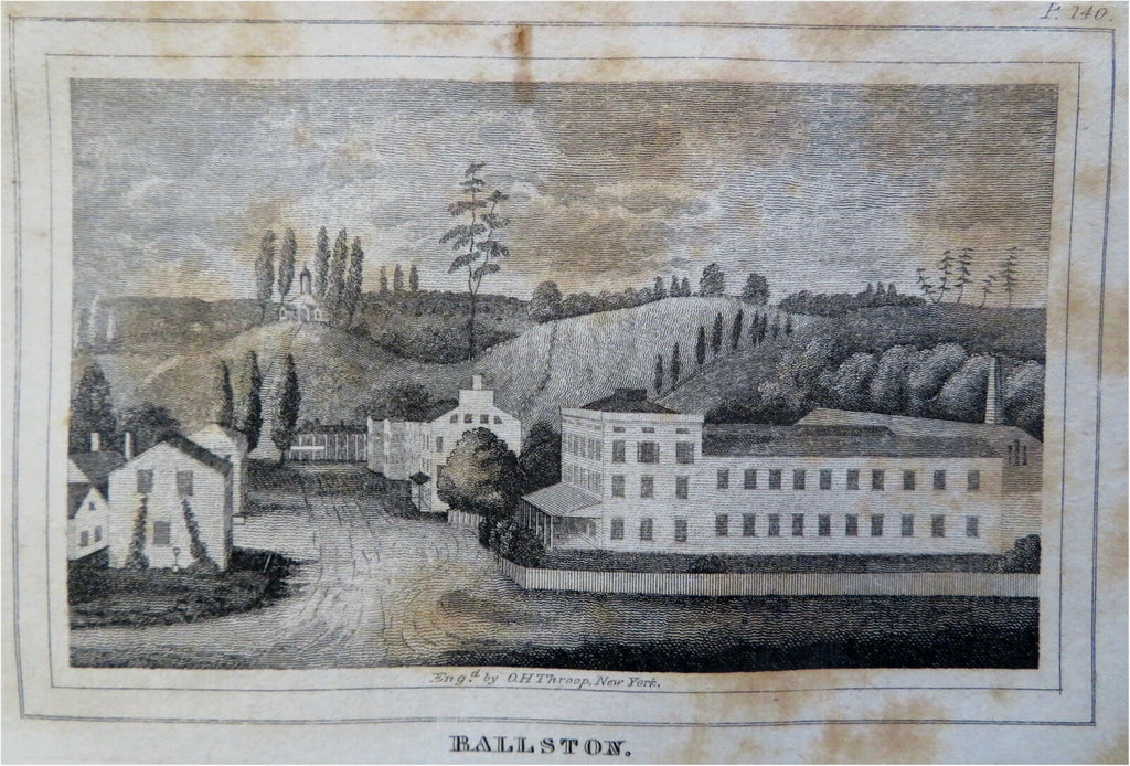Ballston New York Street Scene 1828 Throop miniature city view print