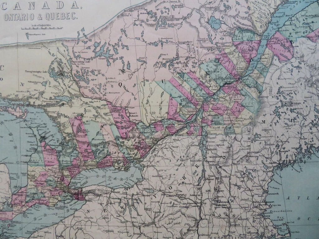 Ontario & Quebec Canada Toronto Great Lakes Toronto Montreal 1873 Williams map