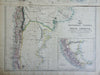 Chile Argentina Uruguay Paraguay Patagonia La Plata 1863 Lowry two sheet map