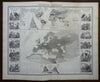 Birds of Europe Geographic Distribution Zoology 1856 Blackwood map w/ vignettes