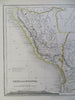 Peru & Boliva South America Andes Mountains La Paz Lima c. 1840 Dower map