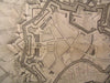 Menin Belgium Military Battle Plan Fortress Batteries c.1745 old Basire map