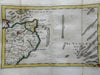 English Channel Kent Canterbury Isle of Thanet Dunkirk 1737 De Lat engraved map