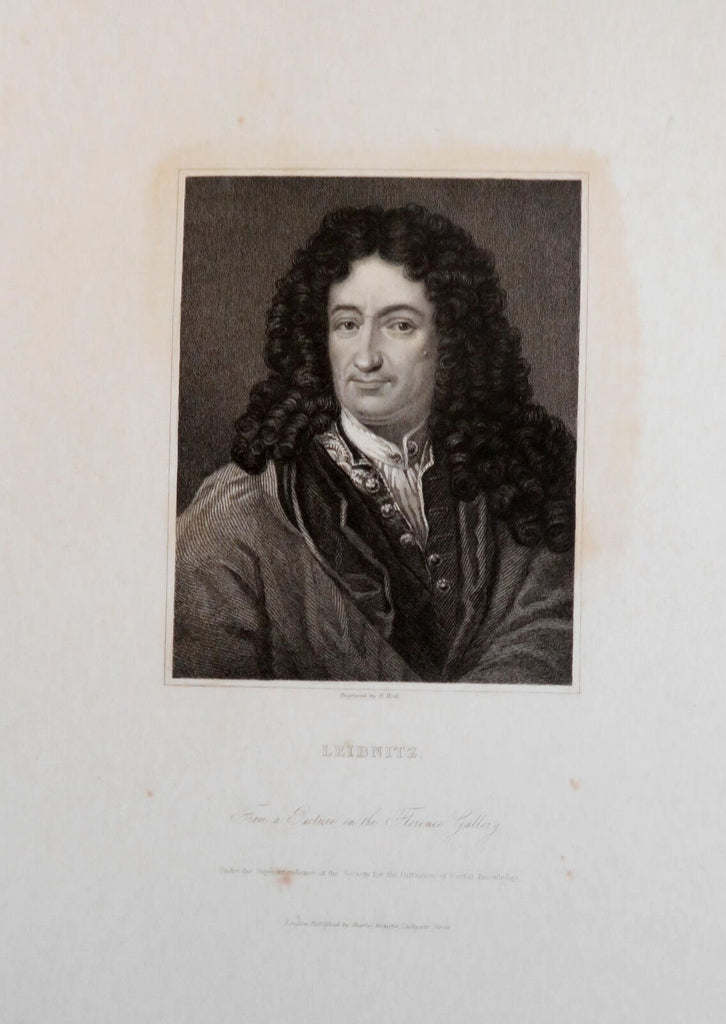 Gottfried Leibnitz German Physicist c. 1850's fine India Proof engraved portrait