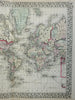 World Map on Mercator's Projection Americas Explorer tracks 1872 Mitchell map