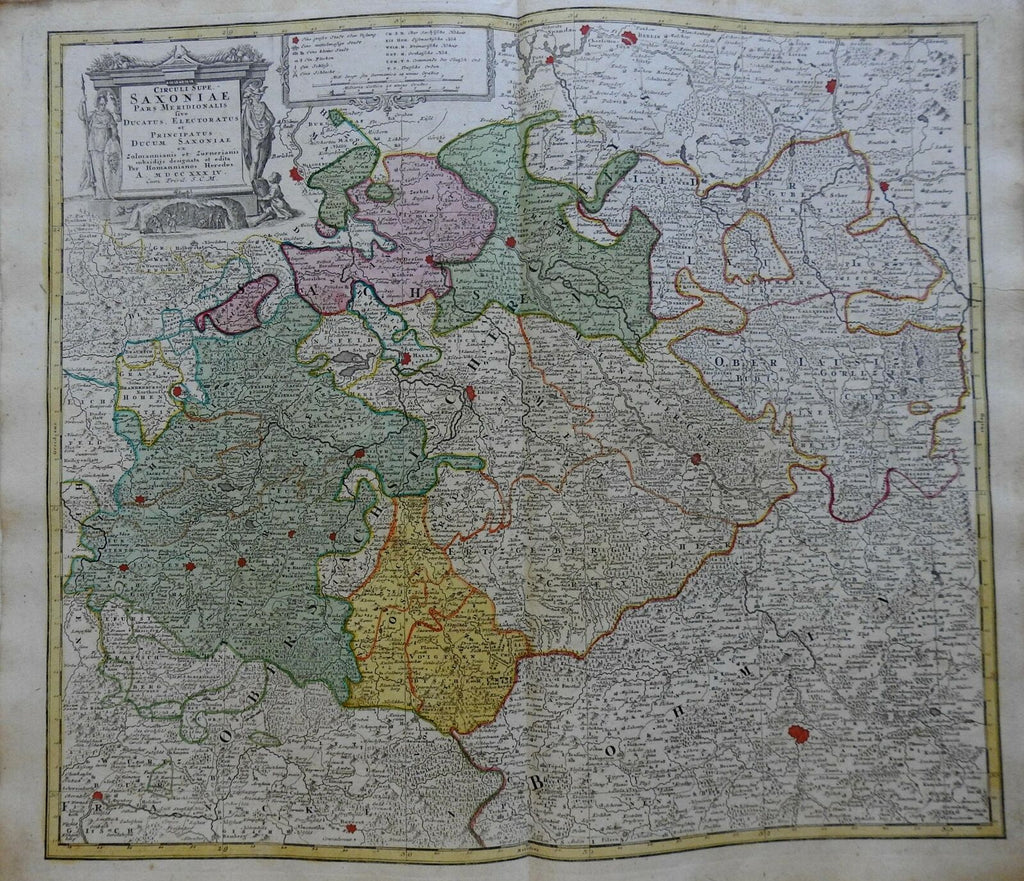 Electorate of Saxony Holy Roman Empire Circle Germany 1740 Homann decorative map