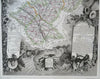France Haute Garonne Department Toulouse 1856 Levasseur decorative map