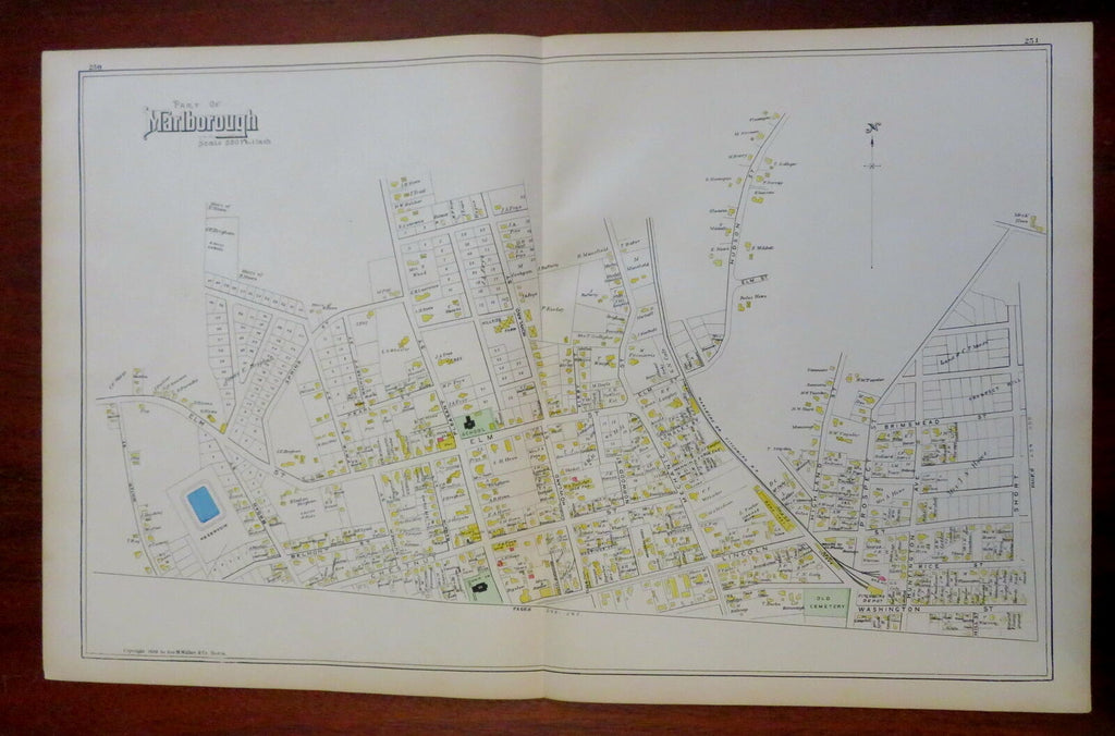Marlborough Middlesex Massachusetts 1889 Walker detailed city plan