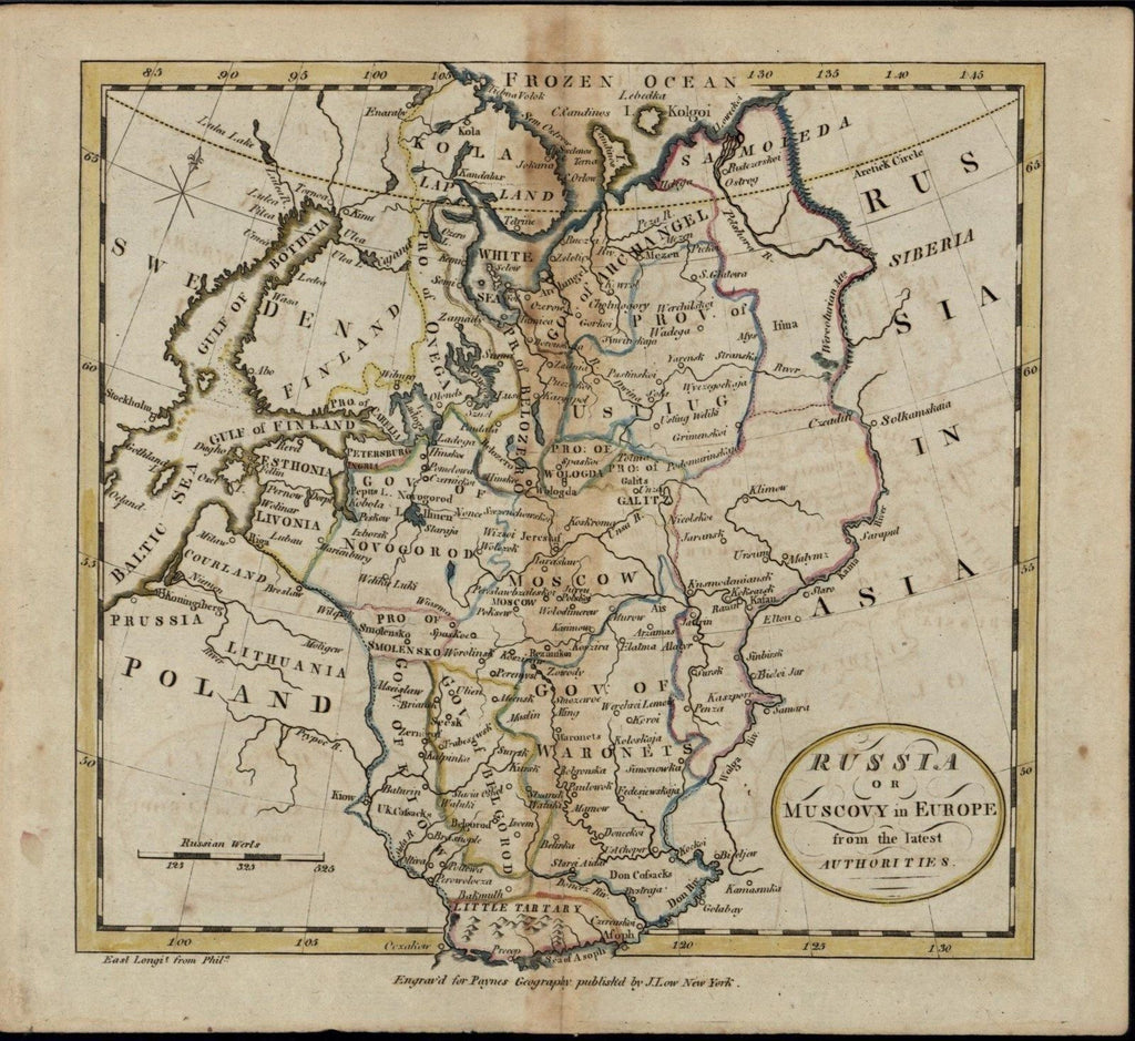 Russia Muscovy Europe Moscow White Sea rare ca. 1799 antique American made map