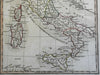 Italy Italian Peninsula Ancient World Roman Empire Etruria Sicily 1824 Tyrer map