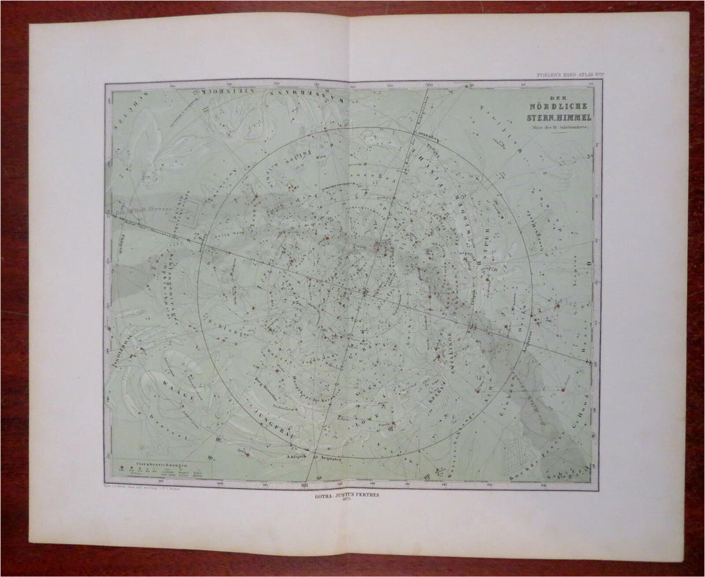 Northern Night Sky Constellations Milky Way 1875 Bruhns detailed map
