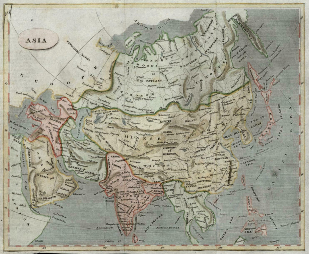 Asia Ottoman Empire Iran China India Russia Japan Korea 1804 Arrowsmith map