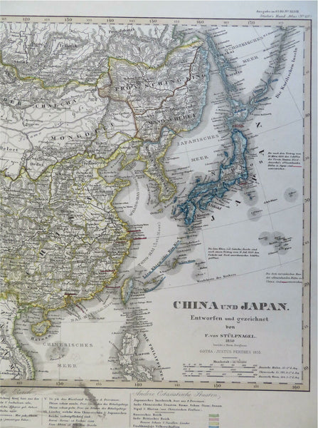 Qing Empire China Edo Japan Tibet Mongolia Korea 1855 Stulpnagel map