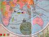 Cartoon pictorial World Map 1964 McCormick Spices promotional ornate great map