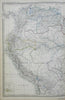 South America Peru Ecuador Venezuela Brazil Bolivia 1860 Blackwood engraved map
