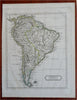 South America continent Brazil Argentina Peru Chile Colombia 1804 engraved map