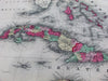 Caribbean West Indies Bermuda St. Domingo Jamaica Haiti c.1865 large antique map