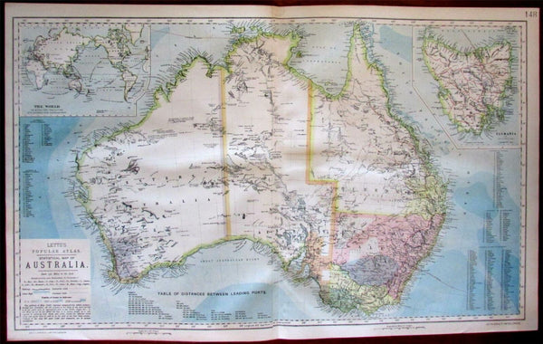 Australia coral reefs 1883 Lett's wonderful scarce oversized SDUK re-issue map