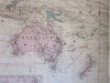 Oceania Australia New Zealand c.1860 large Dufour antique engraved color map