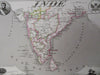 India British Raj Calcutta Pondicherry Delhi Agra Elephants 1850 decorative map