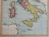 Italian States Kingdom of Naples Piedmont Tuscany Papal States 1823 Ellis map