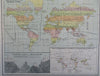 World Zoology Plant Distribution Botany Birds Tea 1890 scarce Scribner-Black map