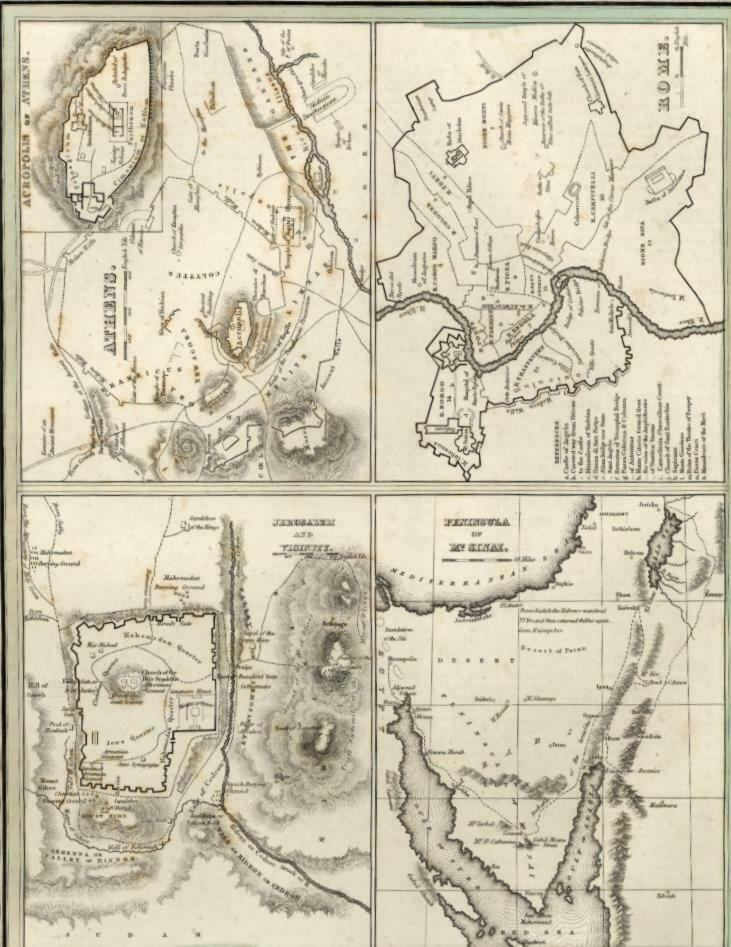Rome Athens Jerusalem Mt. Sinai Parthenon Acropolis 1835 Bradford ancient cities