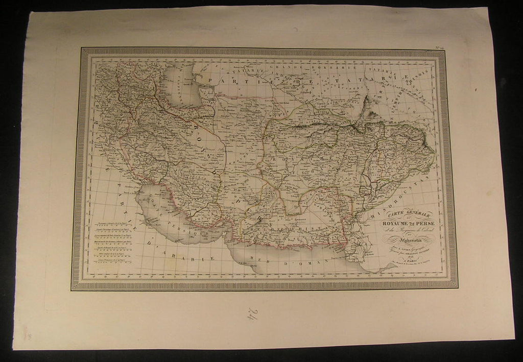 Kingdom of Persia Sea of Oman Azerbaijan 1825 antique large nice hand color map