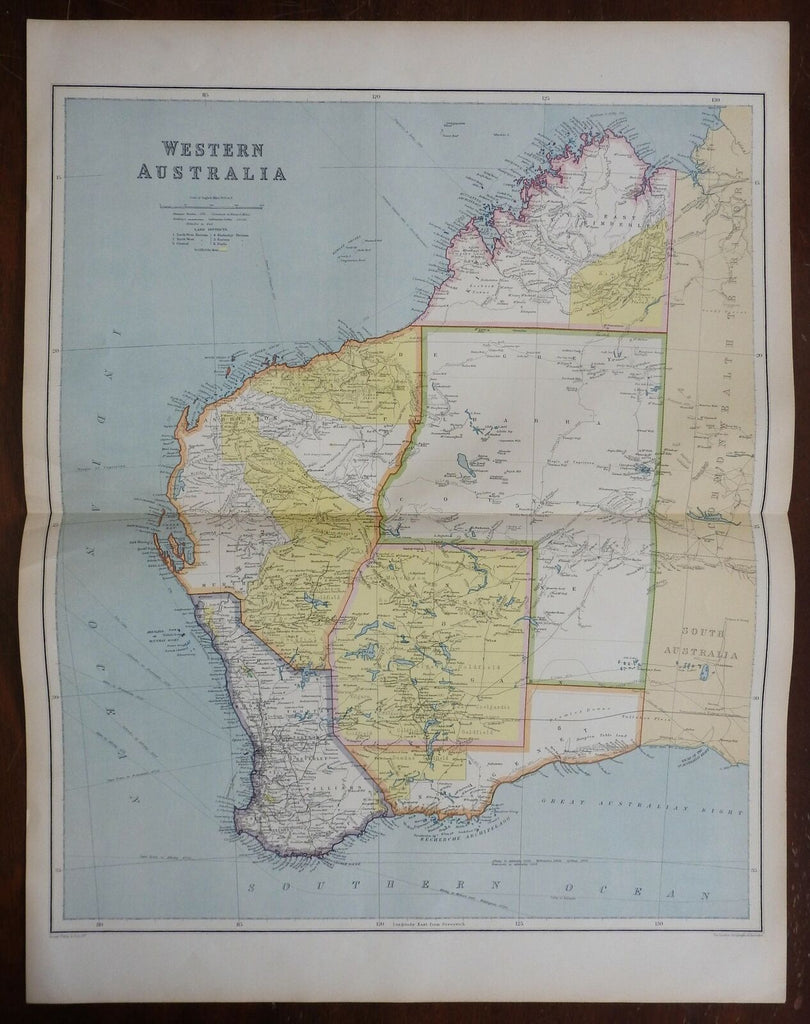 Explorers Western Australia South Australia 1914 Philip scarce large detail map