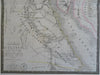 Ancient Egypt Nubia Sinai Holy Land 1822 Brue large detailed map hand color