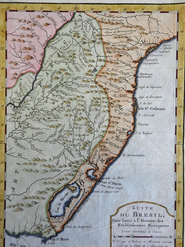 Southern Brazil Uruguay Rio de la Plata Lagoa Mirim 1773 Bellin map