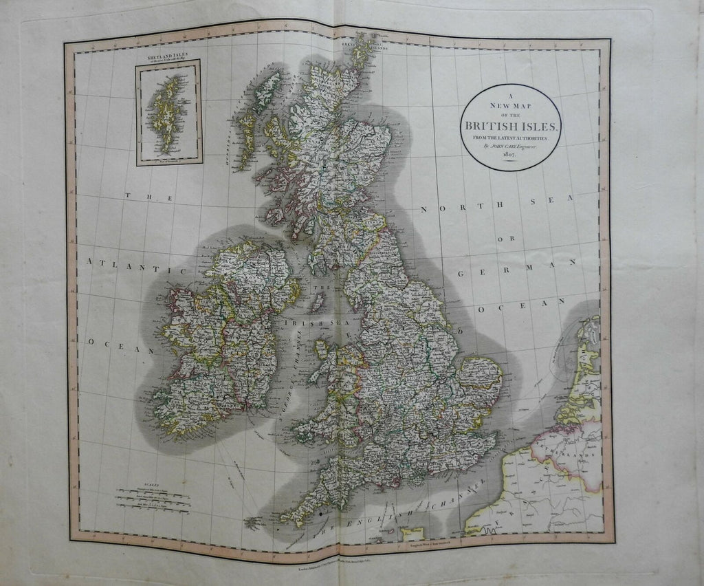 British Isles England Wales Scotland Ireland Orkney 1807 Cary folio map
