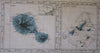 Oceania Australia New Zealand c.1860 large Dufour antique engraved color map