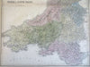 North & South Wales Cardiff Harlech Caernarvon Denbigh 1853 Bartholomew map